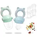 Tétine d'alimentation pour Bébé - RIGHTWELL Lot de 2 Tétine à Fruit avec 6 Tétines en Silicone sans BPA pour L'aliment Complémentaire de Bouillie de Dentition Végétale