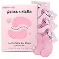 Award Winning Under Eye Mask (Pink, 24 Pairs) Reduce Dark Circles, Puffy Eyes, Undereye Bags, Wrinkles - Gel Under Eye Patches, Vegan Cruelty-Free Self Care by grace and stella