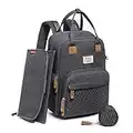 Diaper Bag Backpack, RUVALINO Neutral All-in-One Baby Bags for Boy Girl, Multifunction Large Travel Backpack with Portable Changing Pad, Stroller Straps, Pacifier Case and Insulated Pockets, Dark Gray