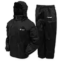 FROGG TOGGS Men's Classic All-Sport Waterproof Breathable Rain Suit , Black / Black Pants, Size XL