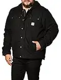 Carhartt Men's Relaxed Fit Washed Duck Sherpa-Lined Utility Jacket, Black, Large