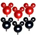 Cadeya 6 Pcs Mouse Birthday Balloons, 24”Black Red Aluminum Foil Balloons for Gender Reveal, Baby Shower, Wedding, Kids Theme Party Decoration Supplies