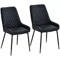 HOMCOM Dining Chairs Set of 2, Modern PU Leather Kitchen Chairs with Metal Legs for Living Room, Home Office, Black