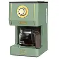 Amaste Drip Coffee Maker, Coffee Machine with 25 Oz Glass Coffee Pot, Retro Style Coffee Maker with Reusable Coffee Filter & Three Brewing Modes, 30minute-Warm-Keeping, Matcha Green