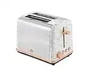 Swan Tribeca 2-Slice Toaster in White, Rose Gold Accents, High lift function, 6 browning settings, 800W, ST42010WHTN