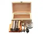 Personalised Premium Beech Wood Shoe Valet Box Shoe Care Kit with 2 tins Bees wax polish (Black & Neutral)