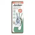 Jordan ® | Step 1 Green Clean | Spazzolino da denti per bambini sostenibile 0-2 anni | Setole extra morbide a base biologica, manico riciclato all'84% | Colori misti | Confezione da 3 unità