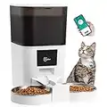 WiFi Comedero automático para Gatos： 6L Dispensador, Alimentador con Control Remoto de Aplicación, Tiempo 1-6 Comidas al día, Control De Porciones