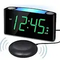 Extra Loud Vibrating Alarm Clock with Bed Shaker for Heavy Sleeper Deaf Hard of Hearing, Large LED Display Digital Clock for Bedroom,Dimmer,Night Light,USB Phone Charger,Battery Backup,Senior Teen Kid