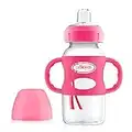 Dr. Brown’s® Milestones™ Wide-Neck Sippy Bottle with 100% Silicone Handles, Easy-Grip Bottle with Soft Sippy Spout, 9oz/270mL, BPA Free, Pink, 6m+