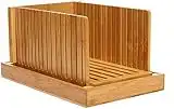 LaceDaisy Trancheuse à Pain Pliable en Bois de Bambou Guide de Tranche de Pain - pour Pain Maison, gâteaux, Bagels, Pliable et Compact avec Plateau à Miettes