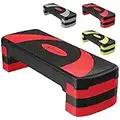 ACTIVE FOREVER Steppers for Exercise 3 Levels, Aerobic Step Board and 3 Height Adjustable 10cm/15cm/20cm, Non-Slip Fitness Stepper Equipment for Exercise Workout Home Office, 78×30 cm(Black Red)