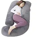 AMCATON 60 Inch Pregnancy Pillow for Sleeping, Extra Large U Shaped Body Pillow, Maternity Pillow for Pregnant Women with Velvet Cover (Dark Grey)