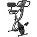 Ps indoor exercise bike, magnetic stationary with pulse sensor large seat upright foldable exercise bikes trainer for women gym home workout equipment