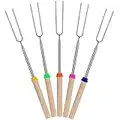 UNCO- Marshmallow Roasting Sticks, 5 Pack, 32”, Extendable Stainless Steel Smores Sticks, Campfire Sticks, Marshmallow Sticks, Hot Dog Sticks for Campfire, Roasting Sticks for Fire Pit, Smores Skewers