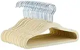 Amazon Basics Kids Velvet, Non-Slip Clothes Hangers, Beige - Pack of 50