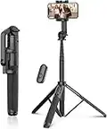 64" Selfie Stick Tripod with Remote for Cell Phone 4"-7",Portable Phone Tripod Stand Compatible with iPhone Android Lightweight Expandable for Travel Selfies Video Recording Vlog(Black)