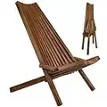 CleverMade Tamarack Folding Wooden Outdoor Chair -Stylish Low Profile Acacia Wood Lounge Chair for the Patio, Porch, Lawn, Garden or Home Furniture - Cinnamon