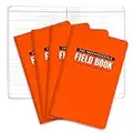 The Indestructible, Waterproof, Tearproof, Weatherproof Field Notebook - 3.5"x5.5" - Orange - Lined Memo Book - Pack of 4