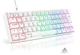 TECURS Clavier Gaming Mécanique PC TKL Gamer Clavier de Jeu Filaire AZERTY, 60% Clavier Gaming Rétroéclairé, Anti-Ghosting, Switchs Bleu pour Windows/Mac, Blanc