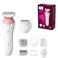 Philips Lady Shaver serie 6000: afeitadora sin cable con 6 accesorios incluidos guante exfoliante y perfilador para la zona del bikini (modelo BRL146/00)