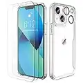 ORETECH para Funda iPhone 13, con [2x Vidrio Cristal Templado y 1x Cámara Protector de Pantalla] Suave TPU Silicona Bumper Caso Case Antichoque Anti-Arañazos Transparente para Carcasa iPhone 13, Clara