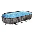 Bestway 5611UE 24 Foot x 12 Foot x 48 Inches Power Steel Frame Above Ground Swimming Pool Set with Filter Pump, Ladder, Cover, and Chemical Dispenser