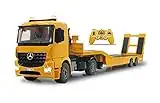 JAMARA 405107 - Tieflader Mercedes Arocs 1:20 2,4GHz - An- und Abkoppeln Tieflader, Tiefladerabstützung + Rampe hoch/runter, Hupe, Rückfahrwarnsound, realistischer Motorsound, 2 Geschwindigkeitsstufen