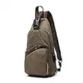 FANDARE Nuovo Monospalla Uomo Borsa di tela Zaino Monospalla Borsello da Uomo con USB Borsa a Tracolla Borsa Sportiva Sling Bag,Ciclo/viaggio/campeggio Verde