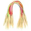 Caredy Ensemble d'aiguilles à Tricoter en Bambou, Ensemble d'aiguilles à Tricoter circulaires en Bois Blanchi, tuyaux à Aiguilles Multicolores Ensemble d'aiguilles à Double Pointe(60CM)