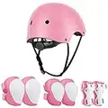 Jim's Store Casque Protection Enfant Trotinette Vélo Protection Roller Enfant Casque Ajustable Coudières Genouillère Protège-Poignets Ensemble de Protection Skateboard Enfant Velo Roller Patin Rose