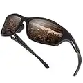 Duduma Lunettes de soleil homme polarisées Lunettes de sport peche cyclisme velo Lunettes de soleil verres polarisants pour Homme Femmes (monture noire mate/lentille marron)