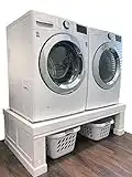 The Elevation Pedestal | Raises Your Washer & Dryer | Custom-Made to Fit All Machines, Samsung, LG, GE, Whirlpool, etc| Adds Storage, Beautifies Your Laundry Room | Premium, Solid Wood, 52-58” Wide