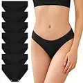 SIMIYA Womens Bikini Briefs, Cotton Knickers Low Rise Hipster Panties Soft Stretchy Female Underwear (M, 7X Black)