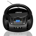 LONPOO Stereo Lettore CD portatile Bluetooth Boombox Connettività Radio FM, USB, AUX, Uscita cuffie, HiFi Altoparlanti (LP-D03B)