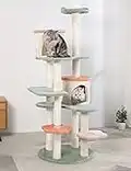 HYABi Árbol para gatos de 63 pulgadas con diseño creativo de flores para gatos con plataforma de descanso para flores (7 plataformas grandes)