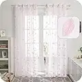 Amazon Brand - Umi Tende Trasparenti in Voile Foglia Ricamata per Camera da Letto Moderne con Occhielli 140x240cm Rosa 2 Pannelli