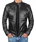 Black Cafe Racer Jacket - Leather Jacket For Men | [1100123] Black Dodge, M