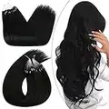 Ugeat 18Inch Micro Loop Hair Extensions #1 Jet Black Micro Ring Link Human Hair Extensions 50Strands/50Gram Micro Loop 100% Real Human Hair Extensions