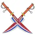 Skyward Blade Spade Katana Anime Cosplay in Legno, Spada Samurai Uzui Tengen, Spada Demon Slayer Doppio Coltello(Un Set di Due)