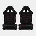 MODAUTO Asiento Deportivo Coche,Semibaquet Ajustable,de Tela,Adaptable para Coches,Ríeles incluidos,Conductor y Pasajero, para Coche y Simulador de Conducción,Modelo N190LR,Negro y Cosutra Roja U