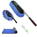 Jaronx 4PCS Car Duster Brushes Set, Scratch Free Car Dusters with Extendable Handle Dirt Cleaning Brush, Auto Duster Brush, Detailing Brush, Microfiber Towel Car Duster Interior Exterior Dusting Tools