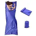Sleeping Bag Liner, Travel & Camping Sheet for Adults, Lightweight and Compact Insert with Velcro - Comfortable Sleep Liners for Traveling, Hotel and Camping (Navy Blue)