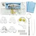 25 Paires Plaquettes de Nez de Lunettes en Silicone,Tampon de Nez de Lunettes à Visser, Kit de Réparation de Lunettes avec Vis Pincette et Chiffon de Nettoyage