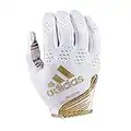 adidas Adizero 12 Adult Football Receiver Gloves, White/Metallic Gold, Large