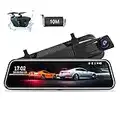 【2023 Upgraded 】10'' Mirror Dash Cam Night Vision 1080P Full Touch Screen Dual Front and Rear Camera Car Rear View Mirror Loop Recording 170°Wide Angle Parking Assistance with 10M Cable