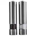 Cooks Professional Electric Automatic Salt & Pepper Mill Set with Adjustable Grinding, Easy to Refill, One Touch Button Condiment Grinder (Stainless Steel)……