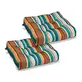 Classic Accessories Water-Resistant Square Patio Seat Cushions, 19 x 19 x 5 Inch, 2 Pack, SanteFe Stripe, Outdoor Seat Cushions