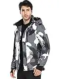 FREE SOLDIER Men's Waterproof Ski Snow Jacket Fleece Lined Warm Winter Rain Jacket with Hood Fully Taped Seams(Camouflage,XL)