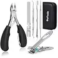 Large Toenail Clippers for Thick & Ingrown Nails Podiatrist Toenail Clippers Kits Stainless Steel Super Sharp Curved Blade Grooming Nail Tool for Man & Women